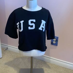 USA black crop top